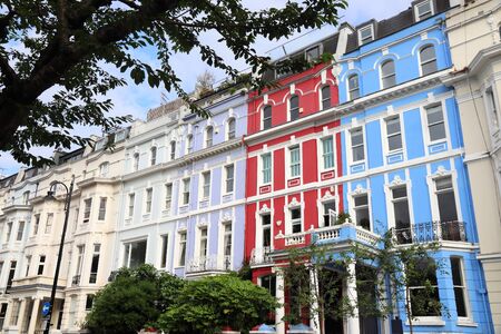 Notting Hill, London. Colorful residential neighborhood architecture.