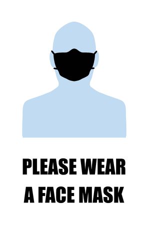 Epidemic concept. Surgical mask wearing zone sign. Face mask.のイラスト素材
