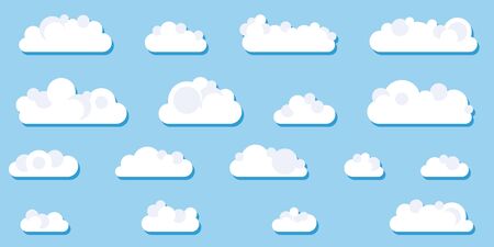 Simple clouds object set. Simple cloud vector illustration.のイラスト素材