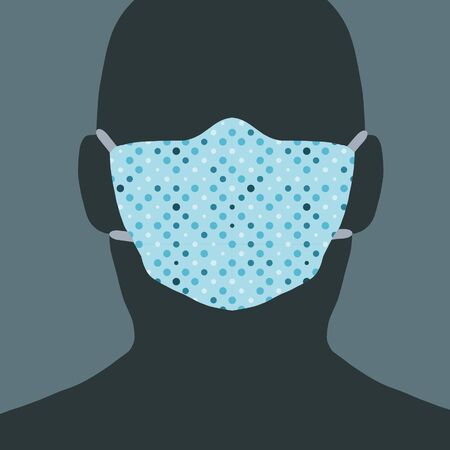 Individual polka dots style face mask. Eccentric surgical mask during epidemic. Vector illustration.のイラスト素材