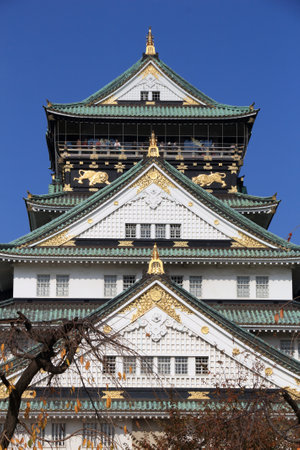 Japanese architecture landmark. Osaka Castle, Japan. Japanese Castle.のeditorial素材