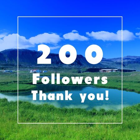200 followers. Social media follower milestone. Thank you sign.の写真素材