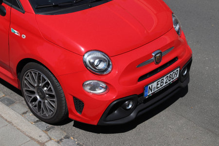NUREMBERG, GERMANY - MAY 7, 2018: Fiat 500 Abarth small city car parked in Germany. There were 45.8...