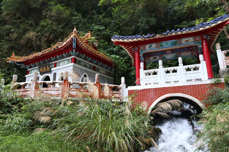 Taroko National Park in Taiwan. Taroko Eternal Spring Changchun Shrine.