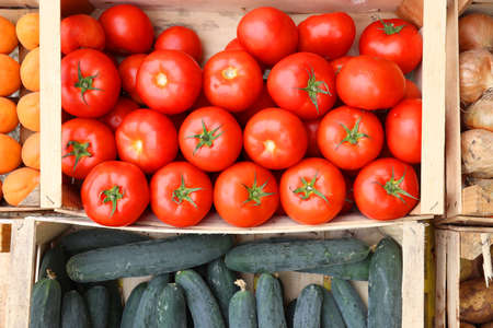 Fresh fruit and vegetables stand in Dalmatia, Croatia.