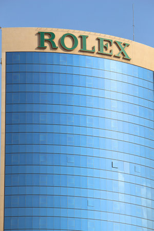 DUBAI, UAE - DECEMBER 9, 2017: One of Deira Twin Towers office buildings in Dubai, UAE. They are also known as Rolex Towers.のeditorial素材