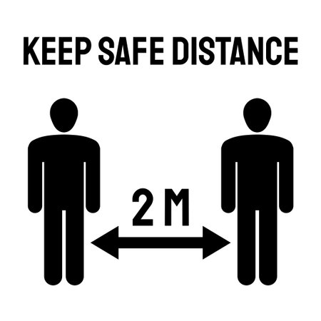 Keep safe distance. Social distancing in Covid-19 epidemic, vector sign.のイラスト素材