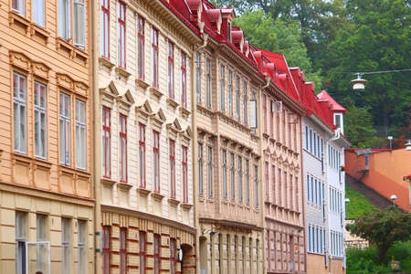 Gothenburg city in Sweden. The Hague district Old Town street view.の写真素材