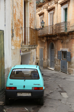GROTTAGLIE, ITALY - JUNE 3, 2017: Fiat Cinquecento small hatchback car parked in Grottaglie, Italy. There are 41 million motor vehicles registered in Italy.のeditorial素材