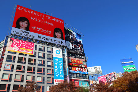 TOKYO, JAPAN - DECEMBER 3, 2016: Shibuya Crossing in Tokyo.Tokyo is the capital city of Japan. 37.8 million people live in its metro area.のeditorial素材