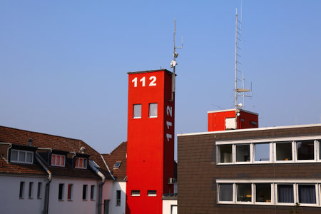 HAGEN, GERMANY - SEPTEMBER 16, 2020: Fire station building in Hagen, Germany. Hagen is the 16th...
