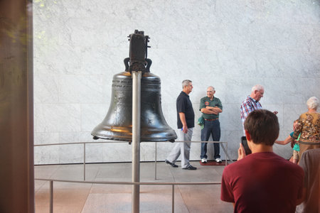 PHILADELPHIA, USA - JUNE 11, 2013: People visit the famous Liberty Bell in Philadelphia.のeditorial素材