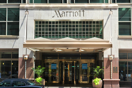 PHILADELPHIA, USA - JUNE 11, 2013: Marriott hotel in downtown Philadelphia. Marriott International has 1.2 million rooms in 127 countries.のeditorial素材