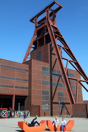 ESSEN, GERMANY - SEPTEMBER 20, 2020: People visit Zollverein in Essen, Germany. Zollverein is former industrial area, now a UNESCO World Heritage Site.のeditorial素材