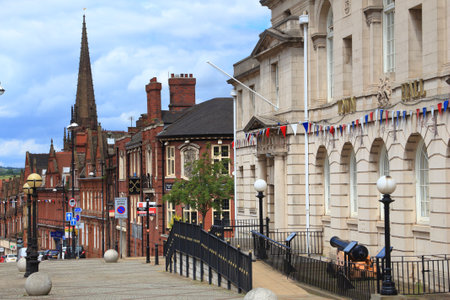 ROTHERHAM, UK - JULY 10, 2016: Street view in Rotherham, UK. Rotherham is a large town in South Yorkshire with population of 109,691 people.のeditorial素材