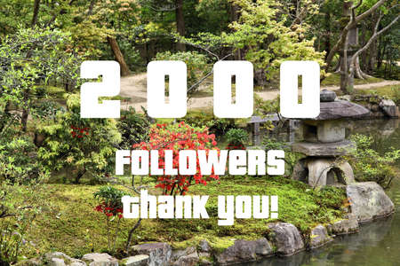 2000 followers. Social media follower milestone. Thank you sign.の写真素材
