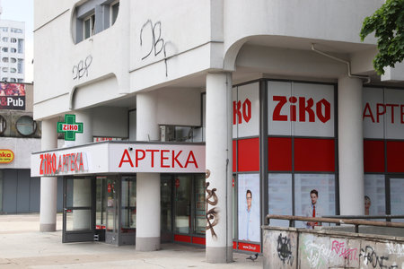 WROCLAW, POLAND - MAY 11, 2018: Pharmacy store in Wroclaw, Poland. As of 2019 there were 13,777 pharmacies in Poland.のeditorial素材