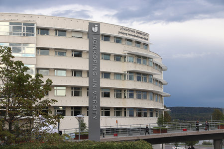 JONKOPING, SWEDEN - AUGUST 25, 2018: Jonkoping University (Jonkoping International Business School) in Sweden. Jonkoping University has 12,000 students and was founded in 1977.のeditorial素材