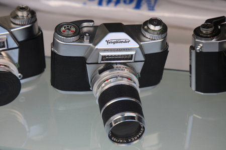 MULHEIM AD RUHR, GERMANY - SEPTEMBER 21, 2020: Voigtlander vintage rangefinder camera at antique...