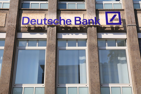 DORTMUND, GERMANY - SEPTEMBER 16, 2020: Deutsche Bank branch in Dortmund, Germany. Deutsche Bank is among 20 largest banking groups in the world.のeditorial素材