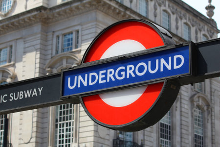 LONDON, UK - JULY 7, 2016: London Underground station sign in London. London Underground is the 11th busiest metro system worldwide with 1.1 billion annual rides.のeditorial素材