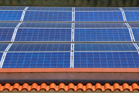 Solar panels - photovoltaic electricity cells installation in Apulia, Italy.