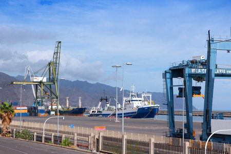 SANTA CRUZ DE TENERIFE, SPAIN - OCTOBER 27, 2012: Port of Santa Cruz, Spain. Santa Cruz is the largest city on the island of Tenerife with 222,417 people.のeditorial素材