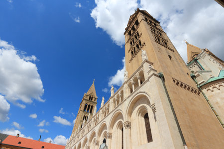 Hungary landmarks. Basilica in Pecs town, Hungary.の写真素材