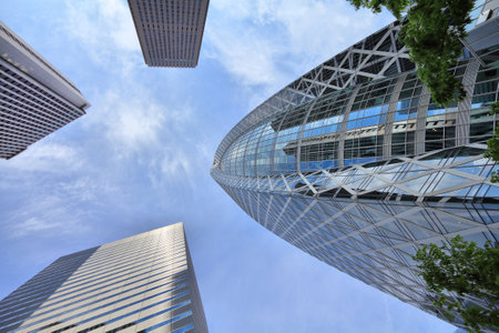 TOKYO, JAPAN - MAY 11, 2012: Street view looking up in Shinjuku, Tokyo. Tokyo is the capital city of...