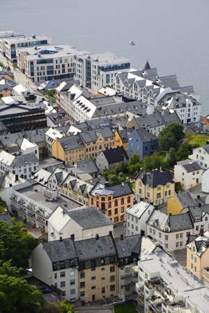 Alesund city, Norway. Aerial view from Aksla mountain.の写真素材