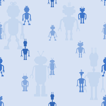 Toy robots fashion pattern. Kids clothes - fashion textile robot design.のイラスト素材