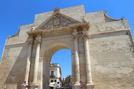 Lecce, Italy - city in Salento peninsula. Porta Napoli Triumphal Arch.の写真素材