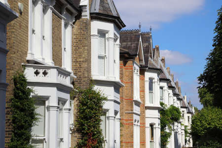 Kew, London. Houses street view in residential district of London UK. English architecture.