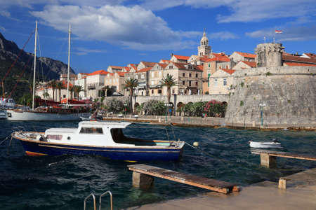 Croatia Korcula Town. Medieval fortified city on Korcula island.の写真素材