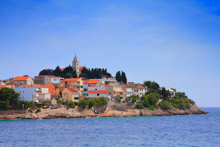 Picturesque town - Primosten in Croatia. Adriatic Sea town in summer.の写真素材