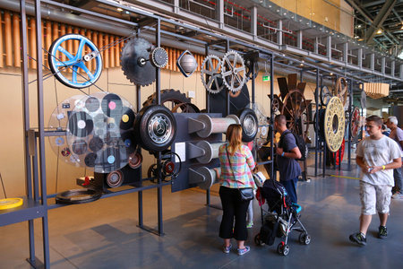 WARSAW, POLAND - JUNE 18, 2016: People visit Kopernik Science Center in Warsaw, Poland. The institution was opened in 2010.のeditorial素材
