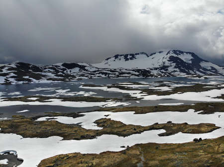 Norway nature - Jotunheimen mountains summer landscape. Drone aerial view of Norway.の写真素材