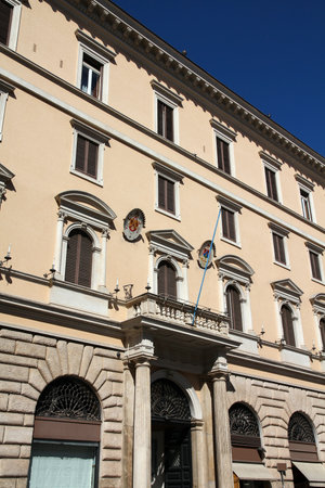 Rome landmark, Italy. 16th century Palazzo Severoli, building housing Pontifical Ecclesiastical Academy (Italian: Pontificia Accademia Ecclesiastica).のeditorial素材