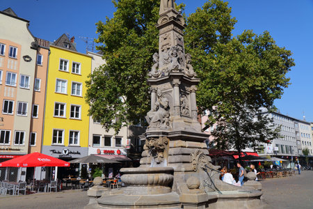 COLOGNE, GERMANY - SEPTEMBER 22, 2020: People visit Alter Markt town square in Cologne city, Germany. Cologne is the 4th most populous city in Germany.のeditorial素材