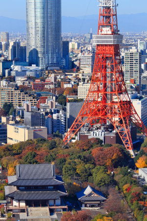 TOKYO, JAPAN - DECEMBER 2, 2016: Cityscape view of Tokyo. Tokyo is the capital city of Japan. 37.8 million people live in its metro area.のeditorial素材