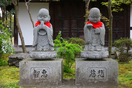 KYOTO, JAPAN - APRIL 16, 2012: Jizo statues of Eikando Temple in Kyoto, Japan. Eikando is a Pure Land Buddhist temple in Kyoto.のeditorial素材