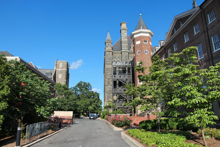 Washington DC Georgetown University campus historic architecture. Prestigious education institution.のeditorial素材
