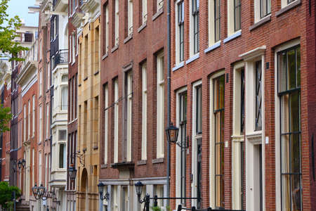 Amsterdam city - Amstel riverfront residential architecture. Amsterdam, Netherlands.の写真素材