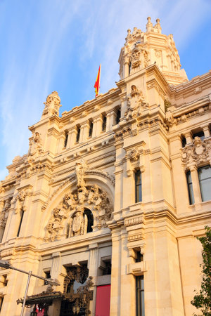 Madrid City Hall - landmark in Spain. Sunset light view.のeditorial素材