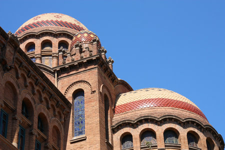 Barcelona landmark on UNESCO World Heritage List. Hospital de la Santa Creu i Sant Pau modernist architecture.のeditorial素材