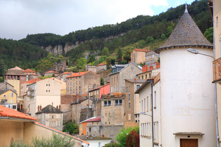 Roquefort-sur-Soulzon town in Aveyron department in France. Famous cheesemaking destination.のeditorial素材