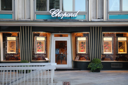 COLOGNE, GERMANY - SEPTEMBER 21, 2020: Chopard luxury fashion store in Cologne, Germany. Chopard is a Swiss brand of timepieces, jewelry and accessories.のeditorial素材