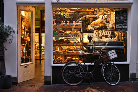 AMSTERDAM, NETHERLANDS - DECEMBER 6, 2018: Local Dutch bakery shop and cafe Bake My Day in...