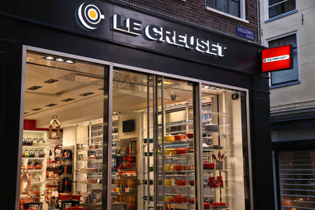 AMSTERDAM, NETHERLANDS - DECEMBER 6, 2018: Le Creuset cookware shop in Amsterdam, Netherlands. Le...