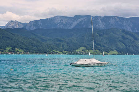 Lake Attersee in Austria. Salzkammergut region in Upper Austria.の写真素材